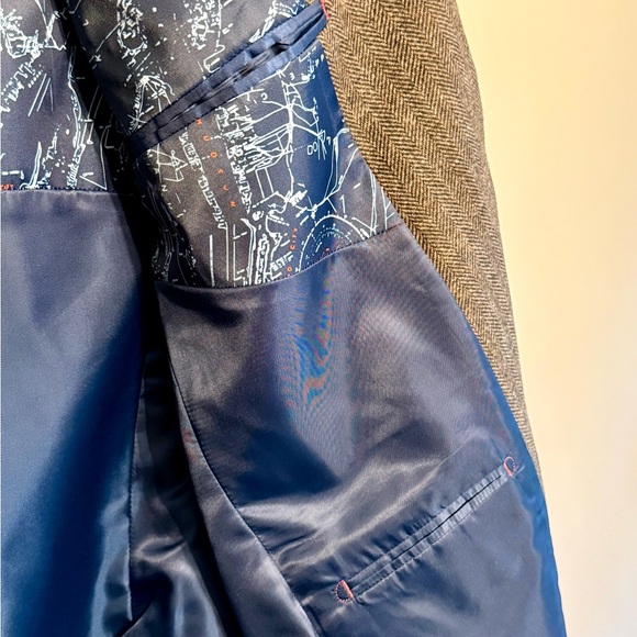 Nautica Bradford Brown Herringbone Jacket Men’s Blazer Wedding Formal Event - Picture 8 of 12